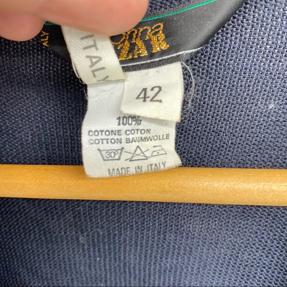 Donna Mizar Navy Blue Perforated Cardigan Sweater - Picture 4 of 8